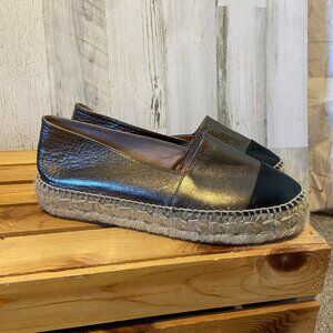 CLEARANCE! Pure Navy Women's Size 9 Slip On Metallic Leather Espadrille Flats